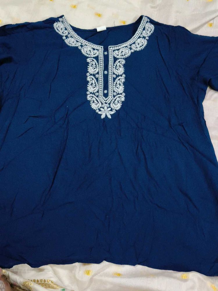 Elegant Blue Embroidered Kurta