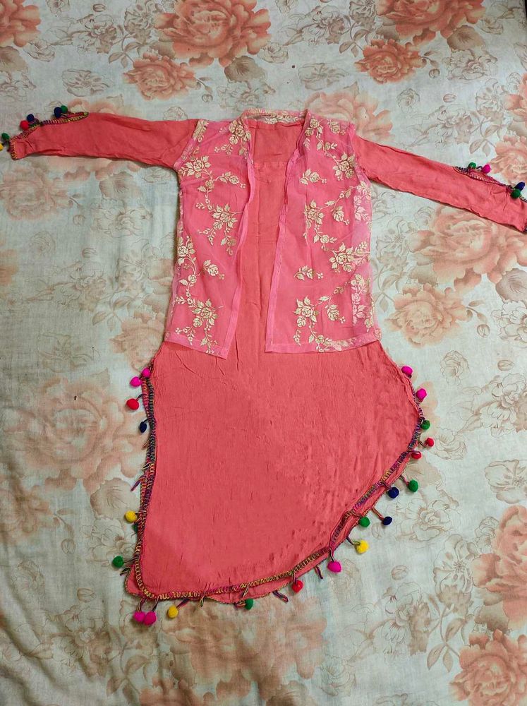 Pink Colour Kurti With Jacket 💗