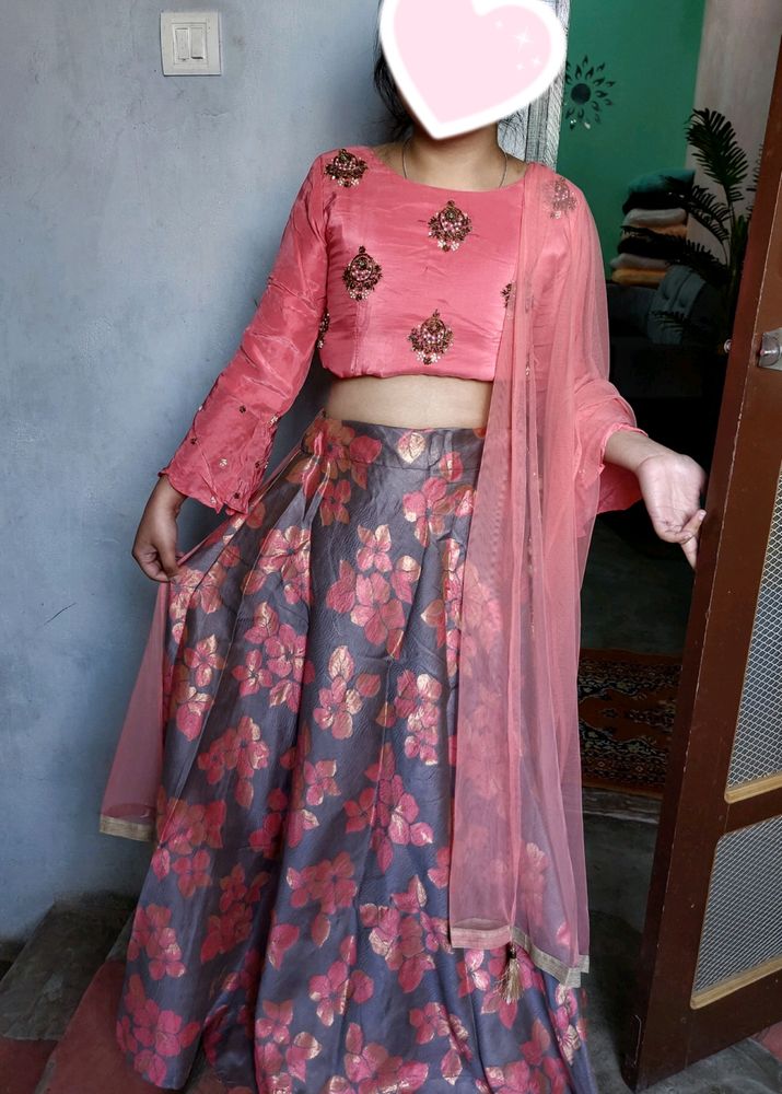 Pink Silk Work Lehanga