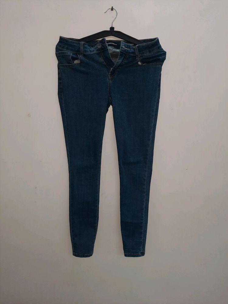 LOW WAIST BLUE DENIM JEANS