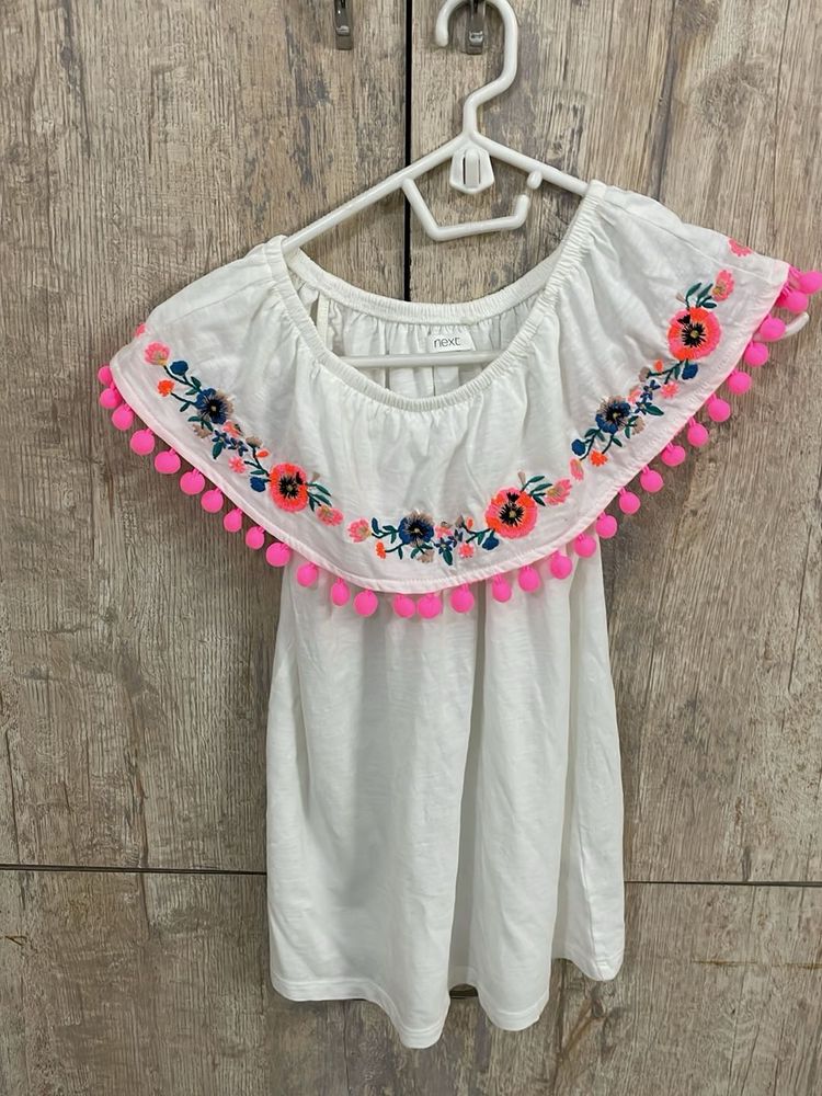Cute White Floral Top