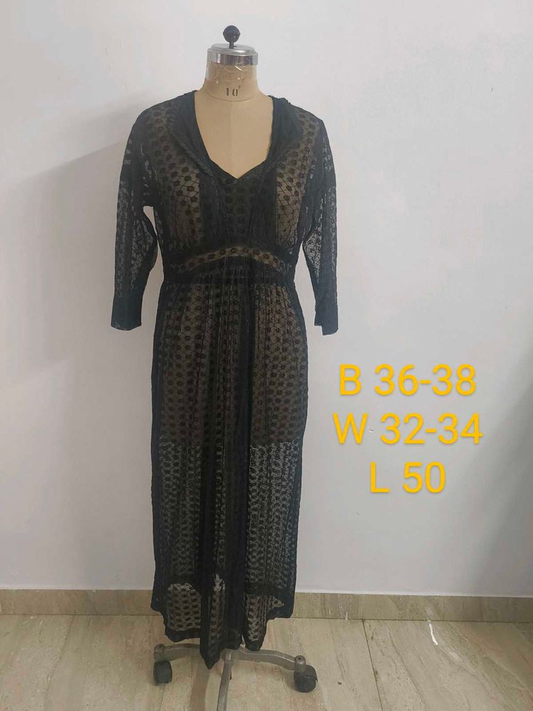 Sheer Black Lace Gown