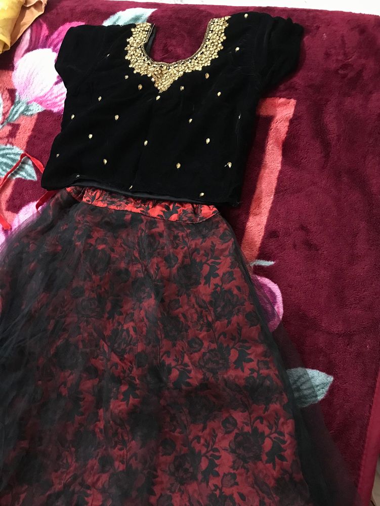 Black And Red Lehenga