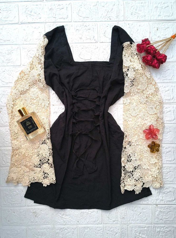 Corset Back Lace Sleeves Kurti 🎀