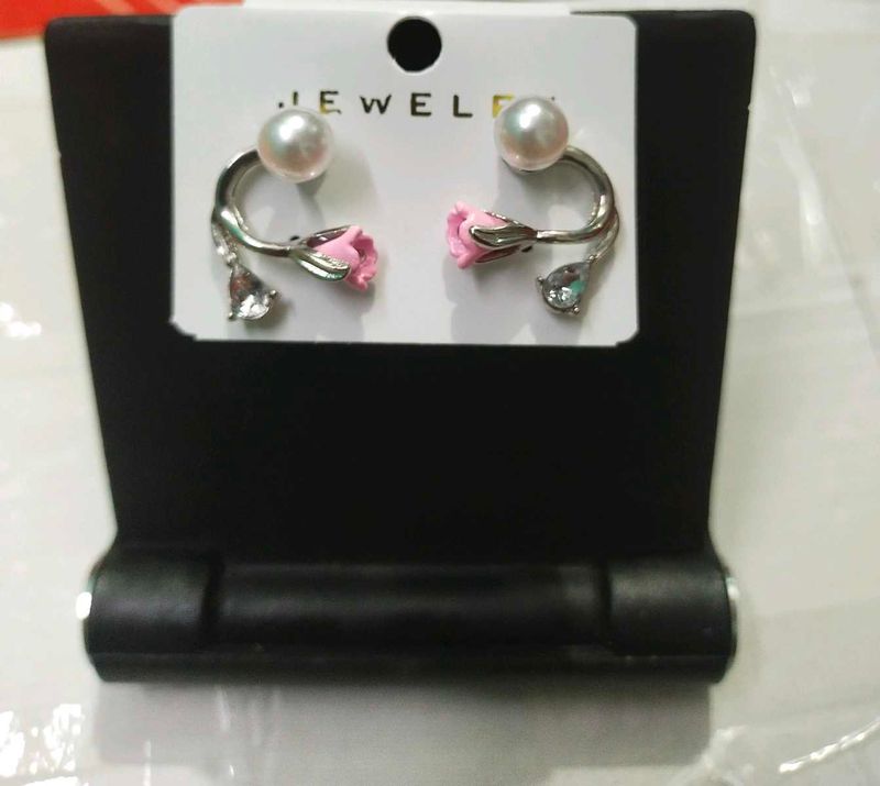Pearl &amp; Rose Earrings