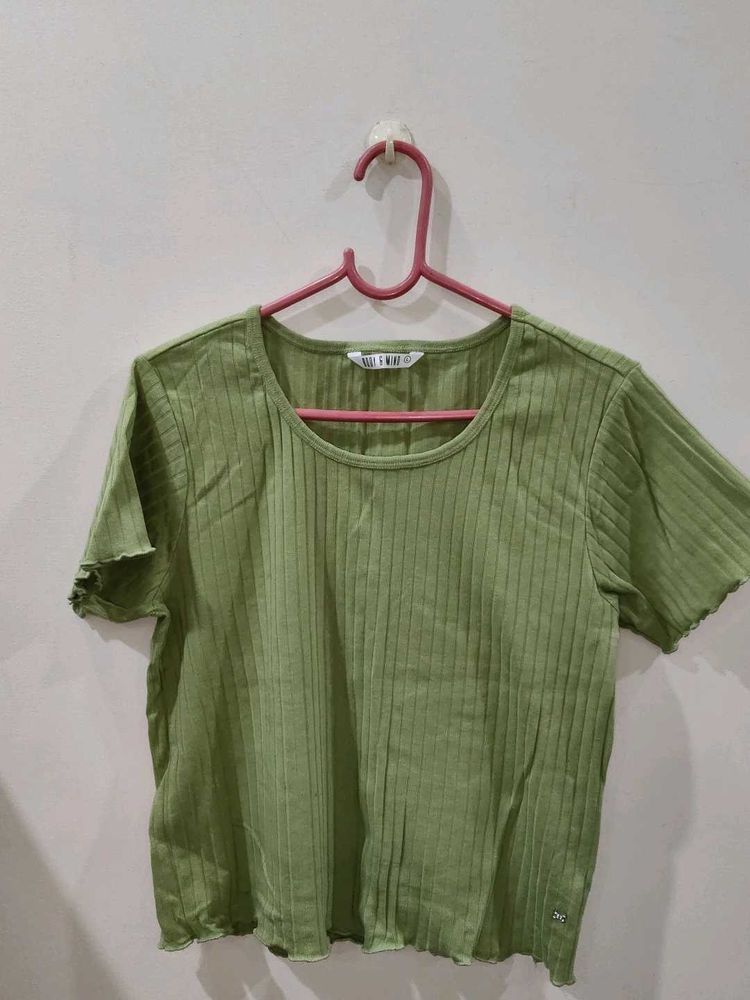 Green Ribbed Top