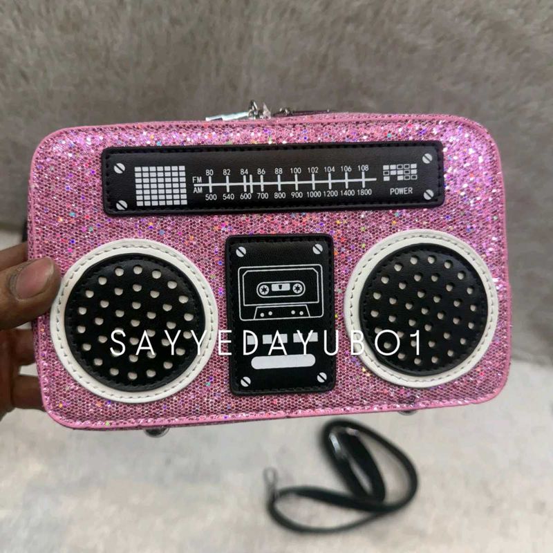 Pink Glitter Radio Purse