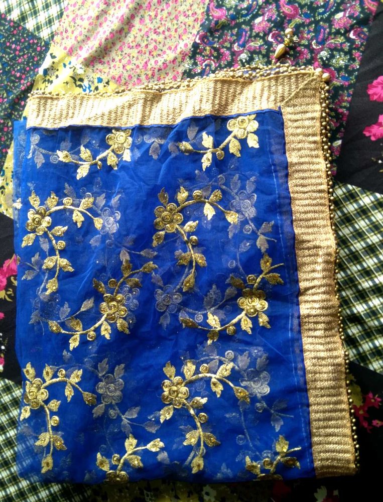 Elegant Blue Net Heavy Dupatta