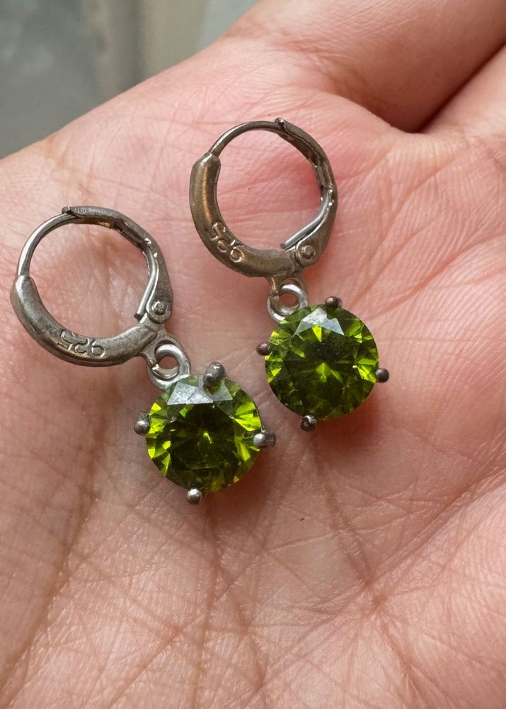 925 Silver Peridot Drop Earrings