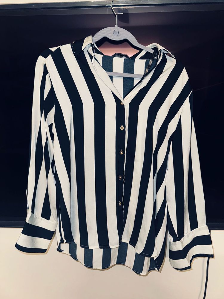 Striped Button-Down Blouse