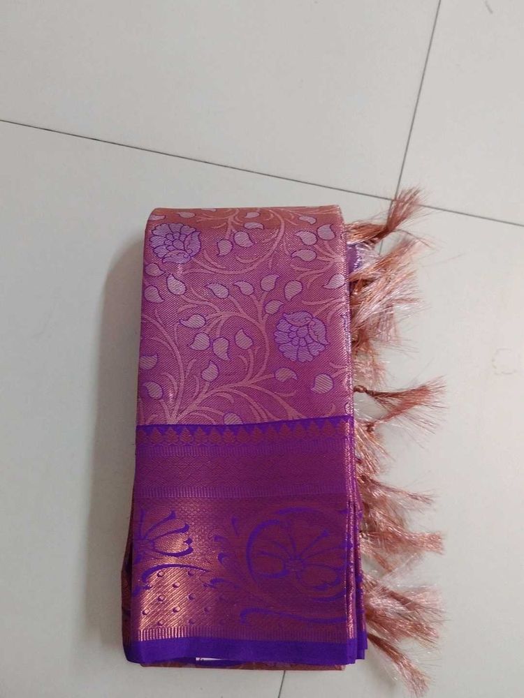 Pink &amp; Purple Tissue silk Saree