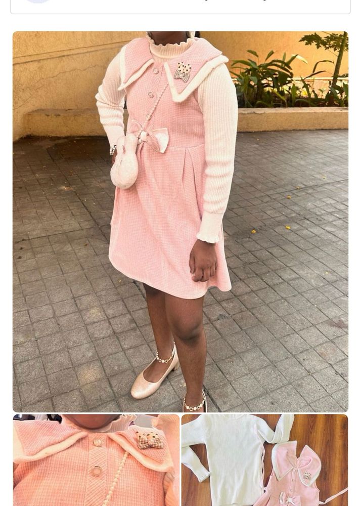 Cute Pink Jumper Dress Outfit