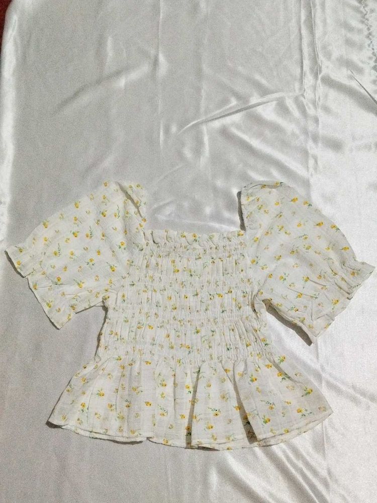 Floral Smocked Crop Top