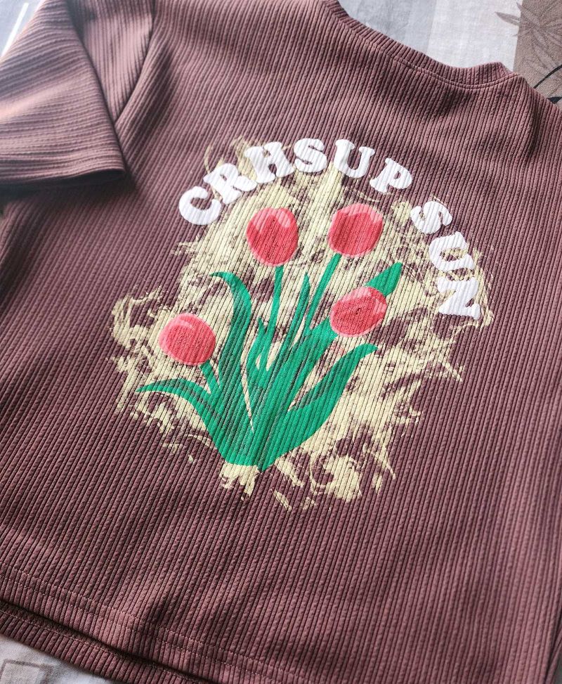 Floral Graphic Ribbed Tee