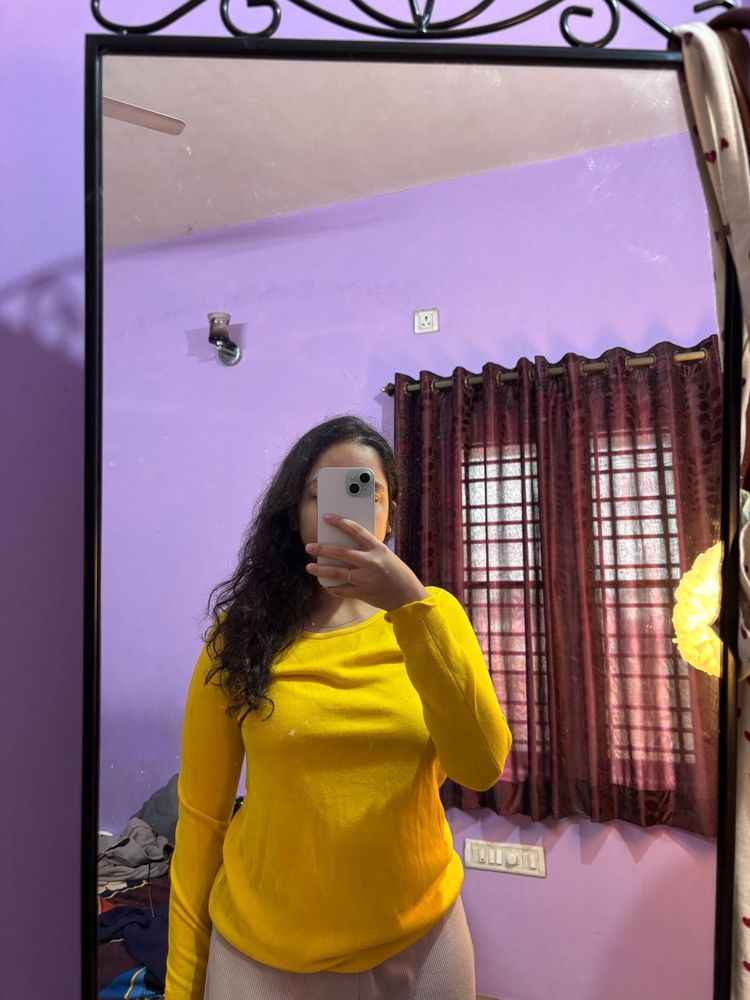 Yellow Long Sleeve Top S size