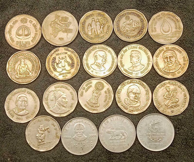 ₹2 Commemorative Coins for Sale (19 pcs)