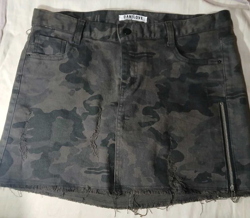 DaniLove Camo Denim Mini Skirt