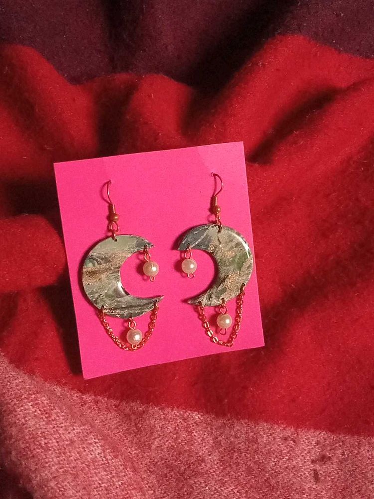 Moon Pearl Drop Earrings