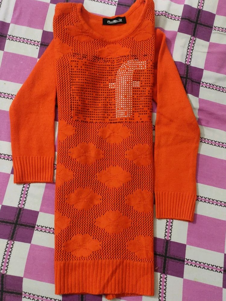 Orange Woolen Top For Winter