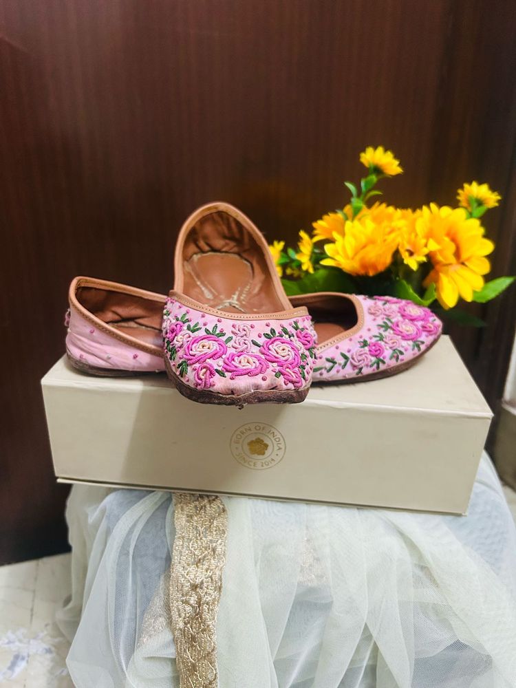 Needledust Floral Embroidered Flats