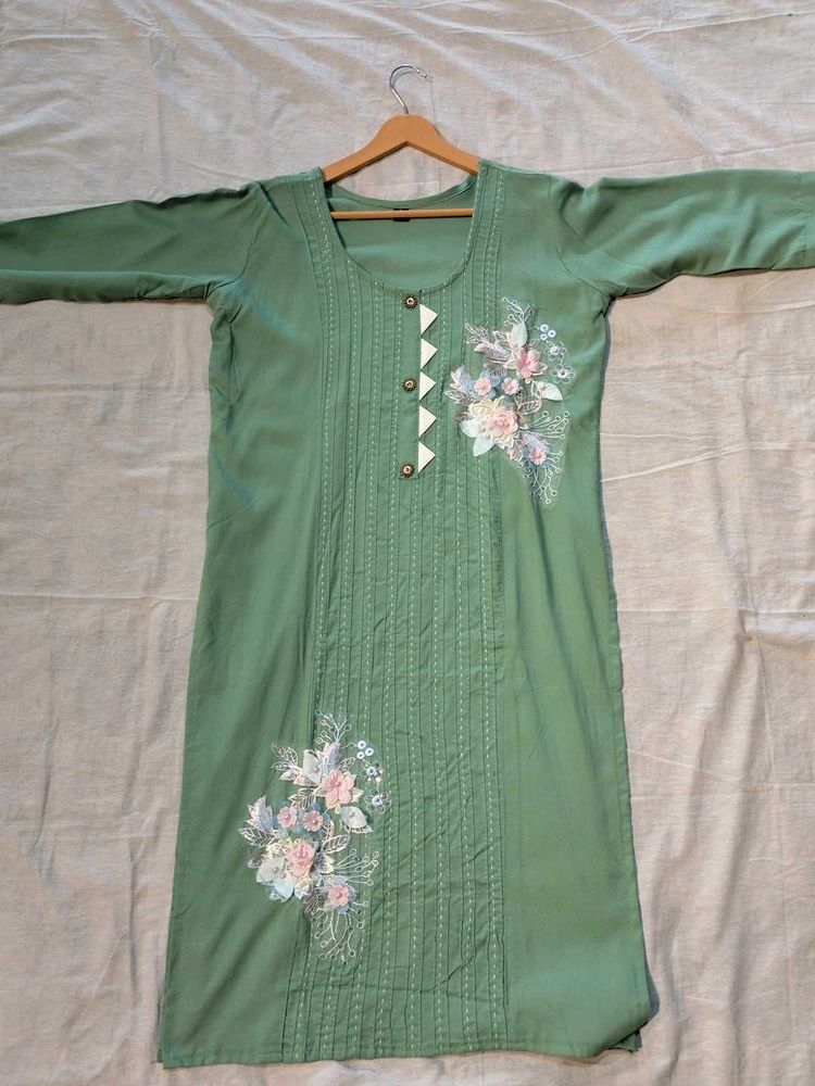 Green Embroidered Kurti