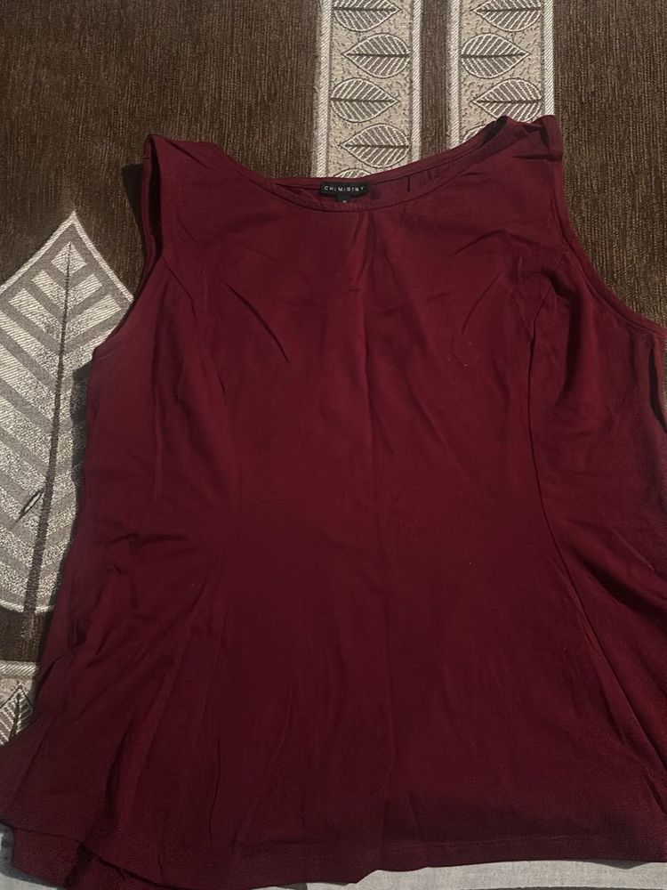 Maroon Sleeveless Top