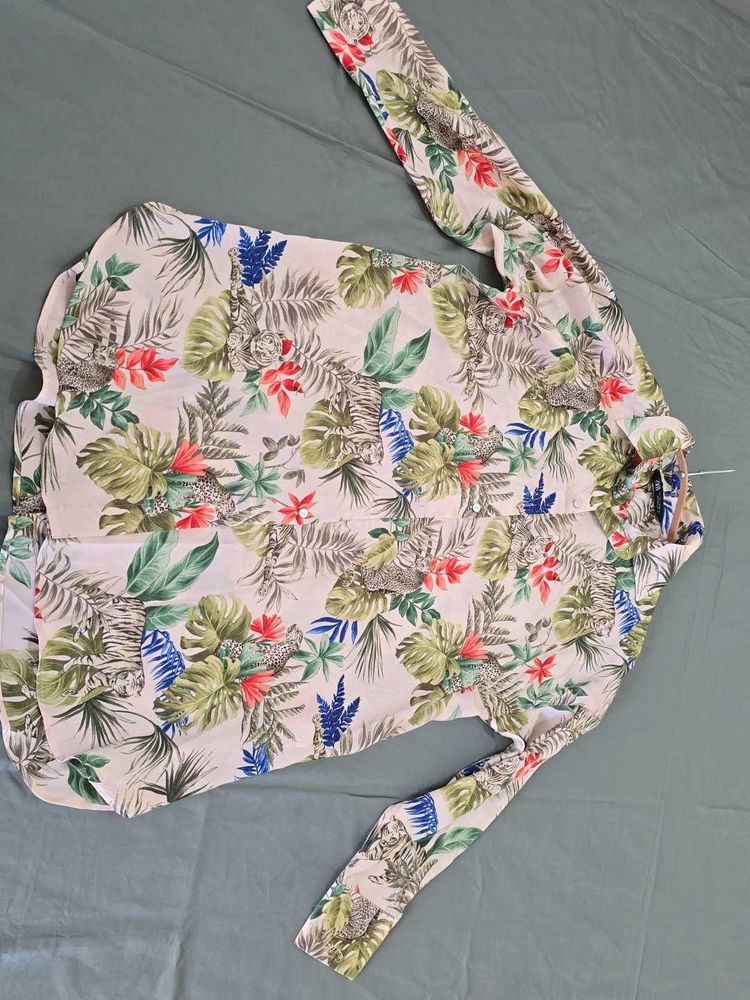 Oversized Beachy Floral Long Shirt