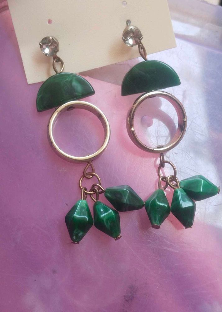 Green Dangle Earrings