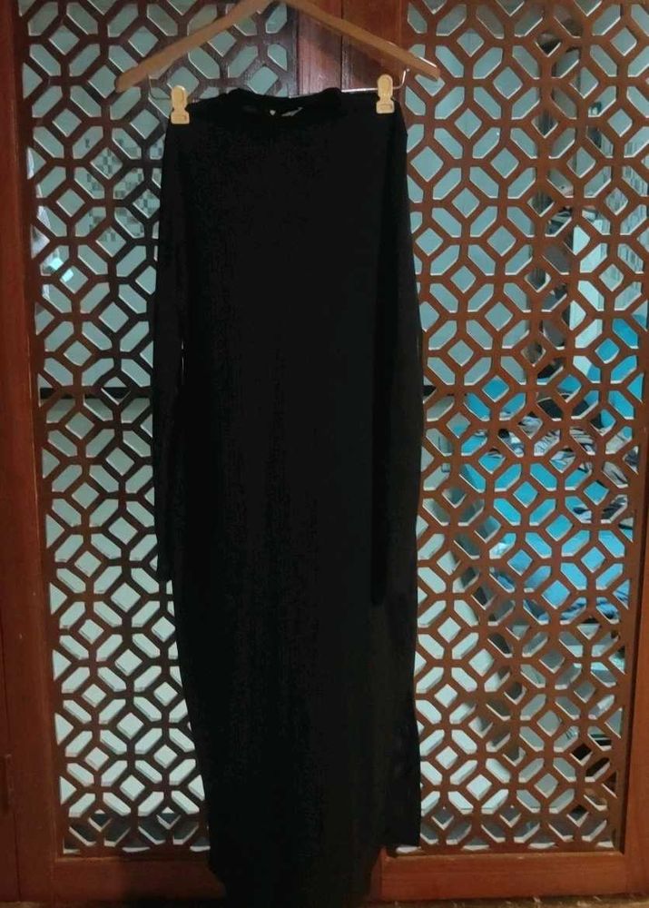 Ribbed Elegant Black Dress