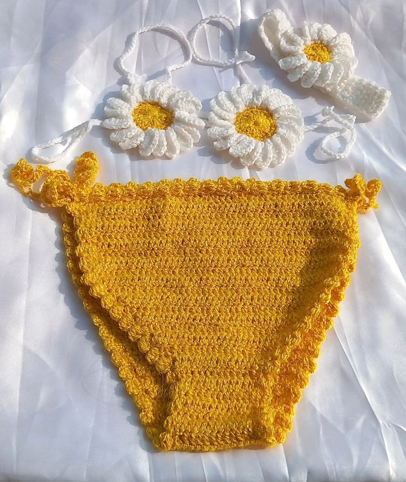 Baby Girl Crochet  Sunflower  Photoshoot  Dress