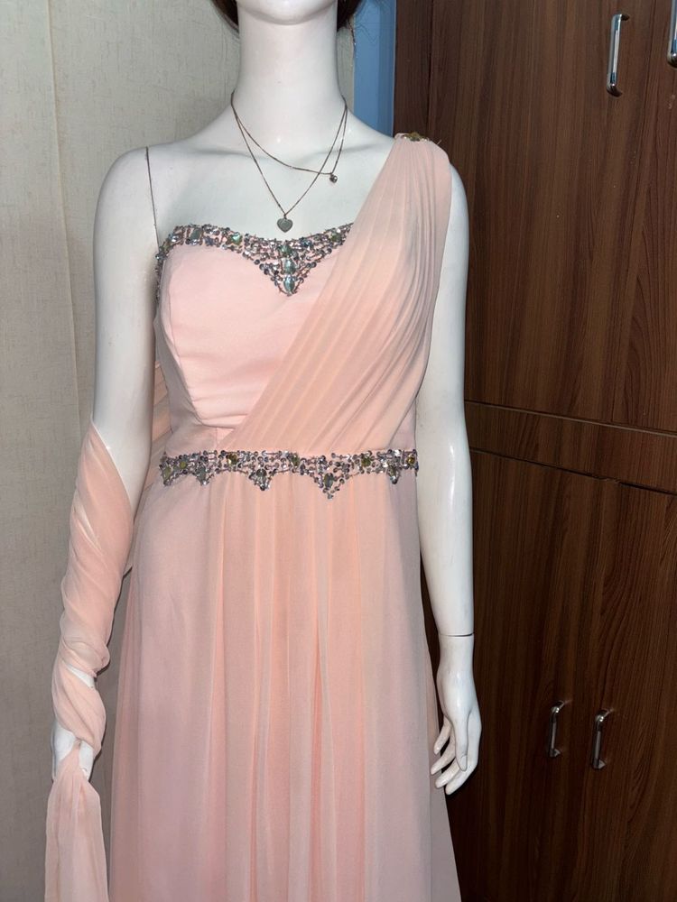 Elegant Peach Party Gown