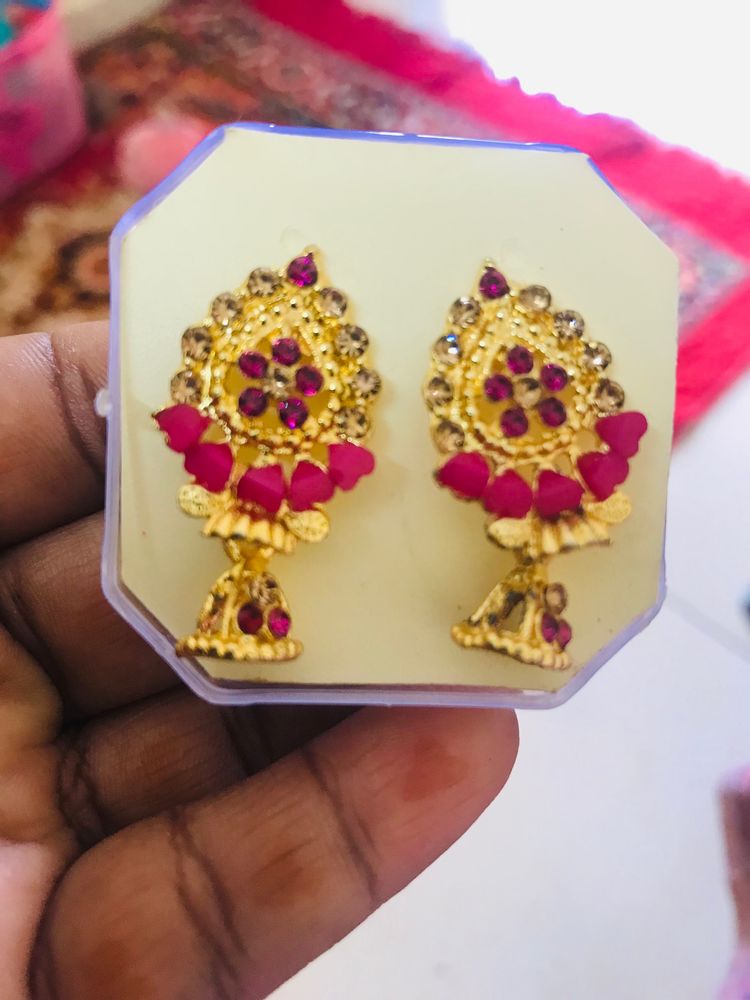 Artificial Stud Jhumki (colours Available) U Will Get 2 Pair Jhumki