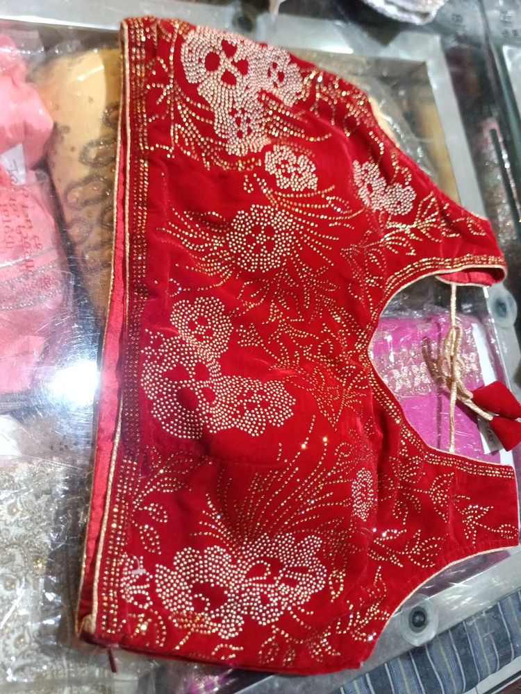 Red Embellished Blouse ( Sleeve Piece Inside)