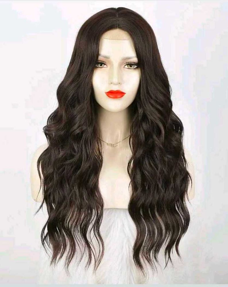 Premium Long Wavy Dark Brown Lace Full Head Wig