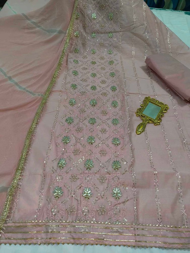 Pink Embroidered Salwar Kameez With Inner