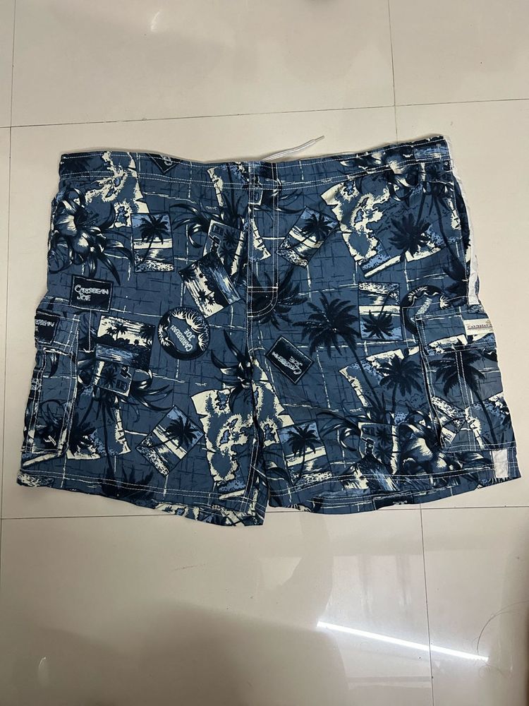 Blue Patterned Shorts