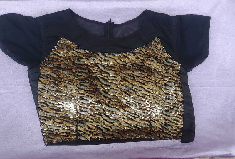 Black Sequence Blause