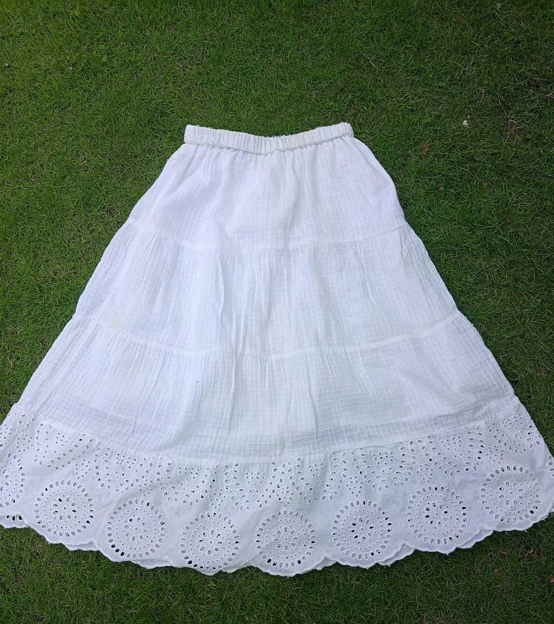 White Eyelet Tiered Skirt