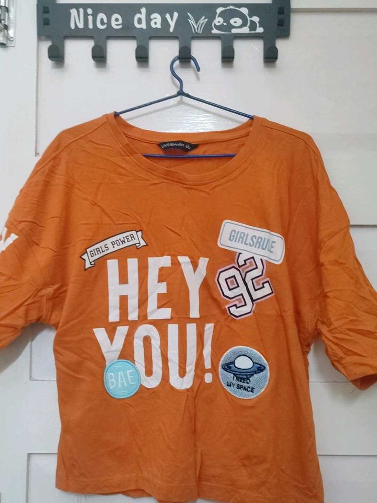 Trendy Orange Graphic T-Shirt
