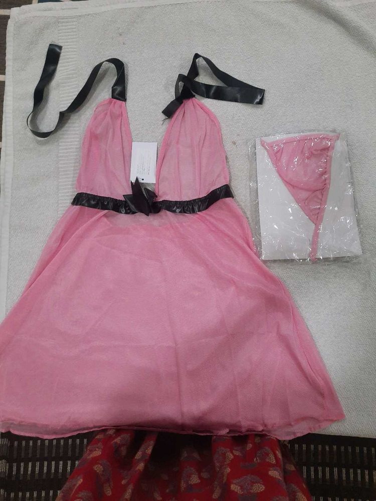 Pink Babydoll Lingerie Set