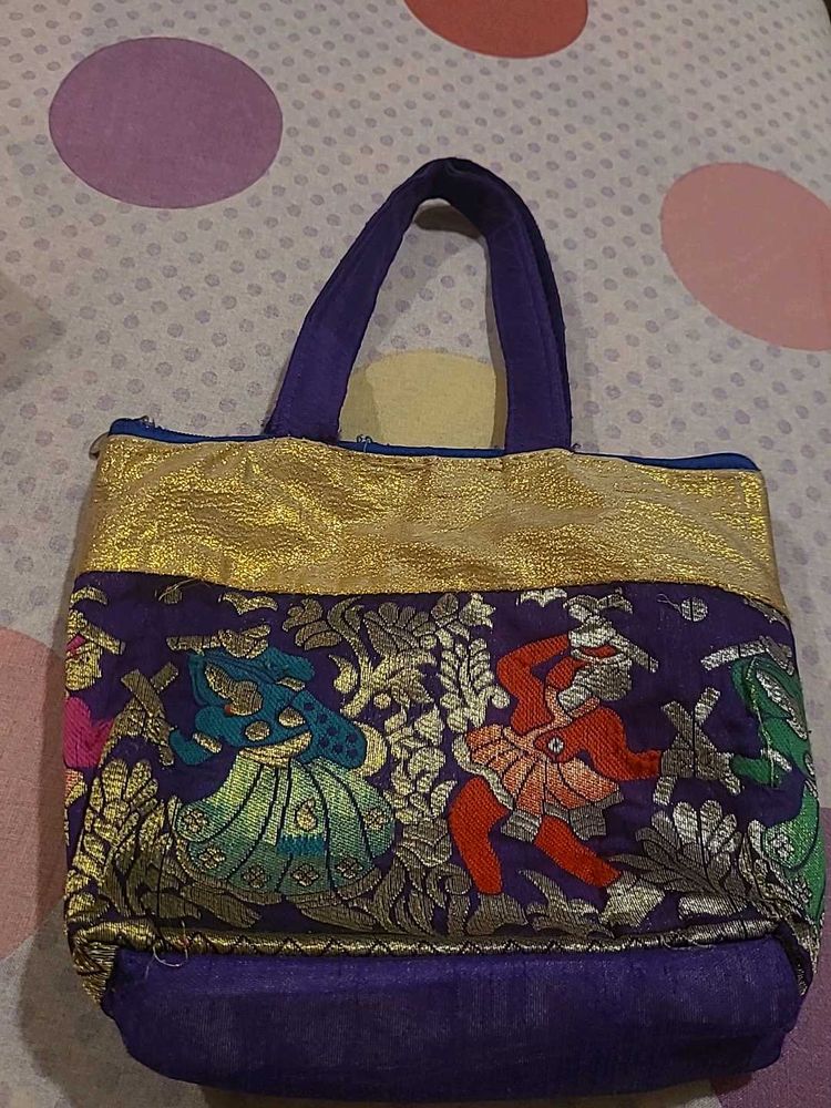 Purple Paithani Handbag