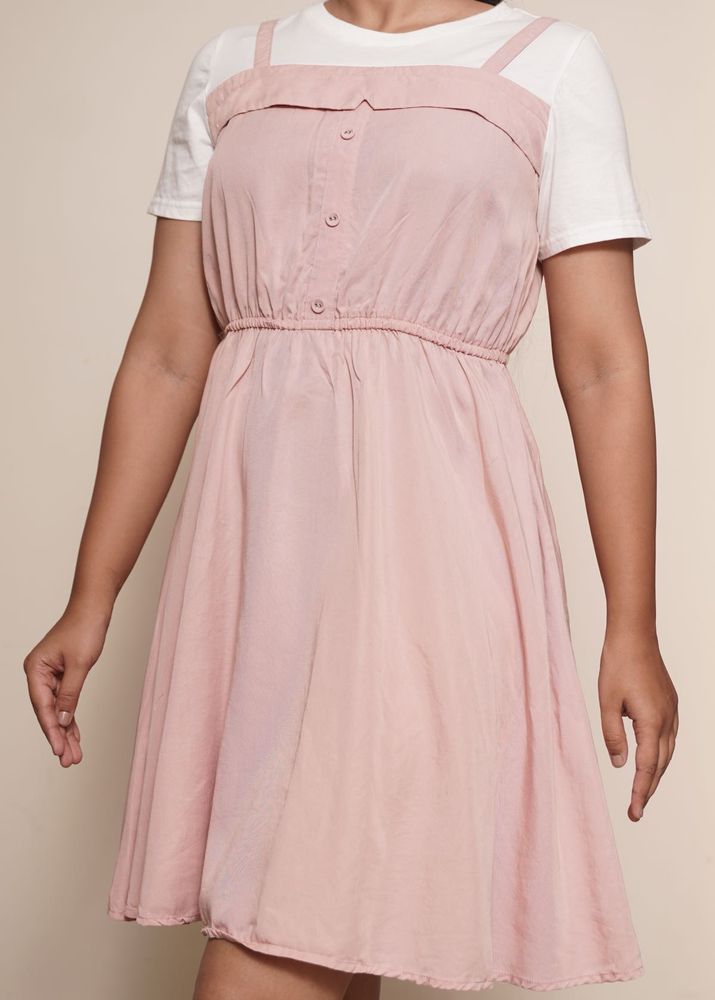 Pink Button-Front Dress