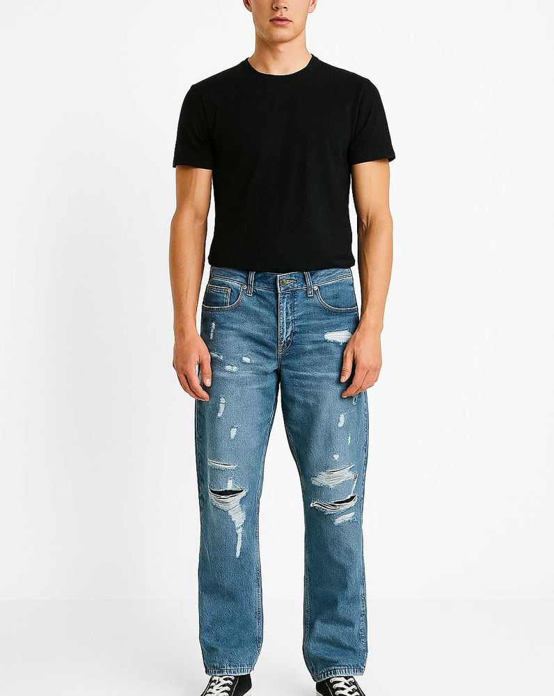 Distressed Blue Denim Jeans