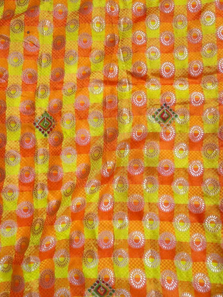 Bright Yellow Orange Saree