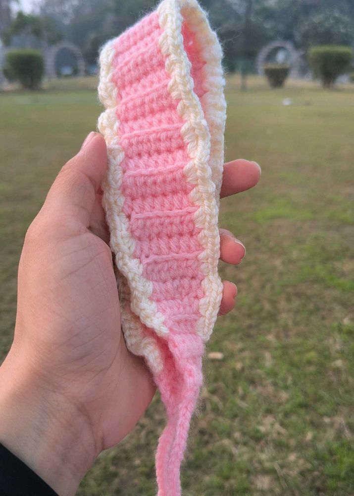 Crochet Headband - Pink &amp; White