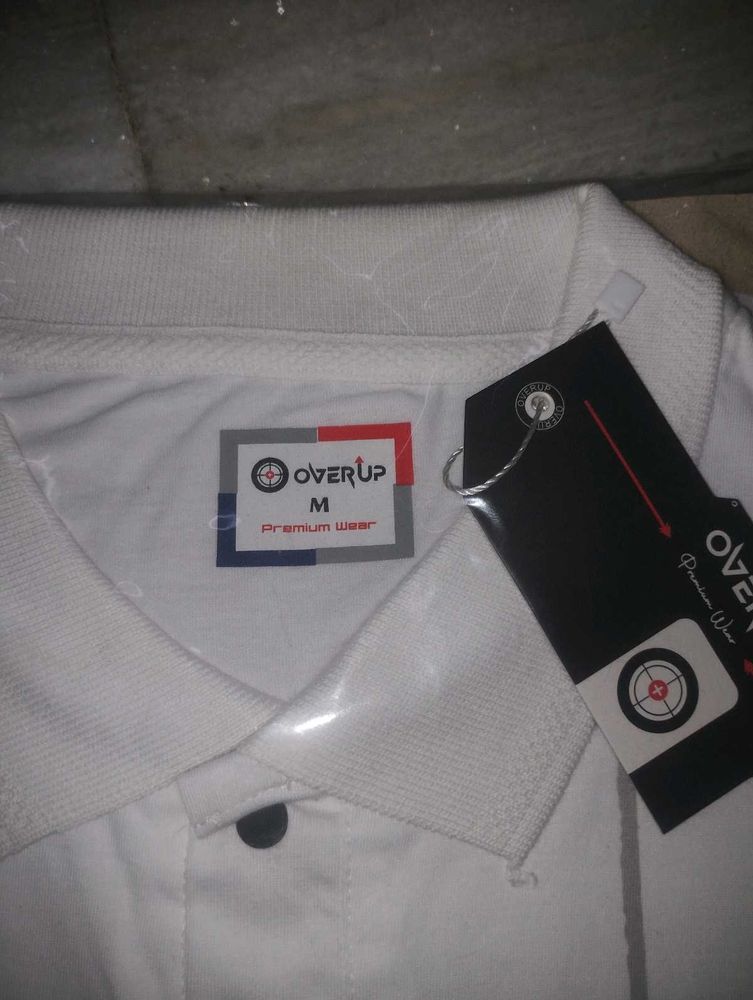 Overup White Polo - Size M Premium Quality 🙇🏻