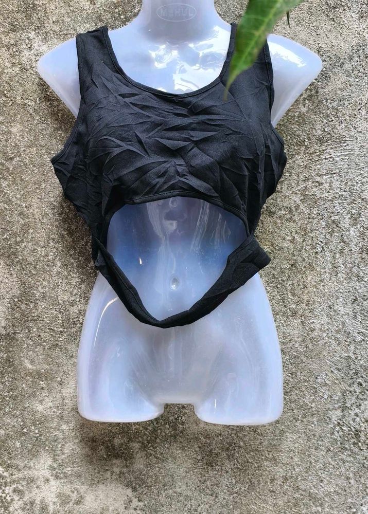 I. Black Cutout Crop Top