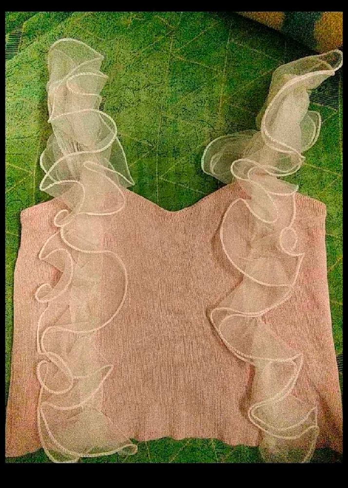 Pink Ruffle Crop Top
