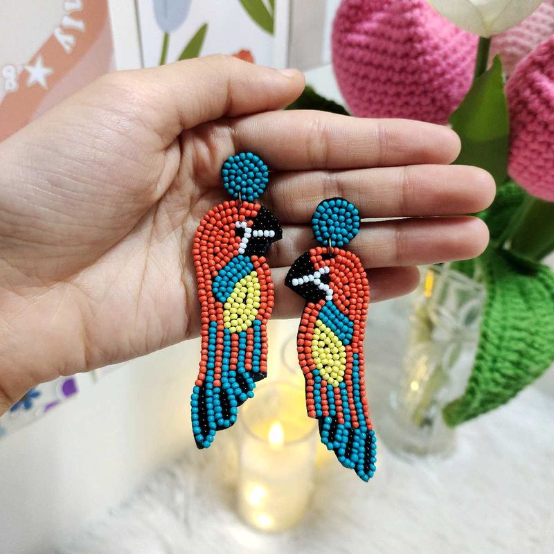 Handmade Parrot Beaded Earrings🦜