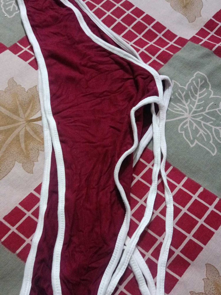 Maroon &amp; White Trim Shorts